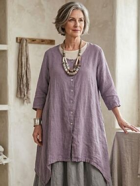 Bryn Walker Purple 100% Linen Jacket Size M